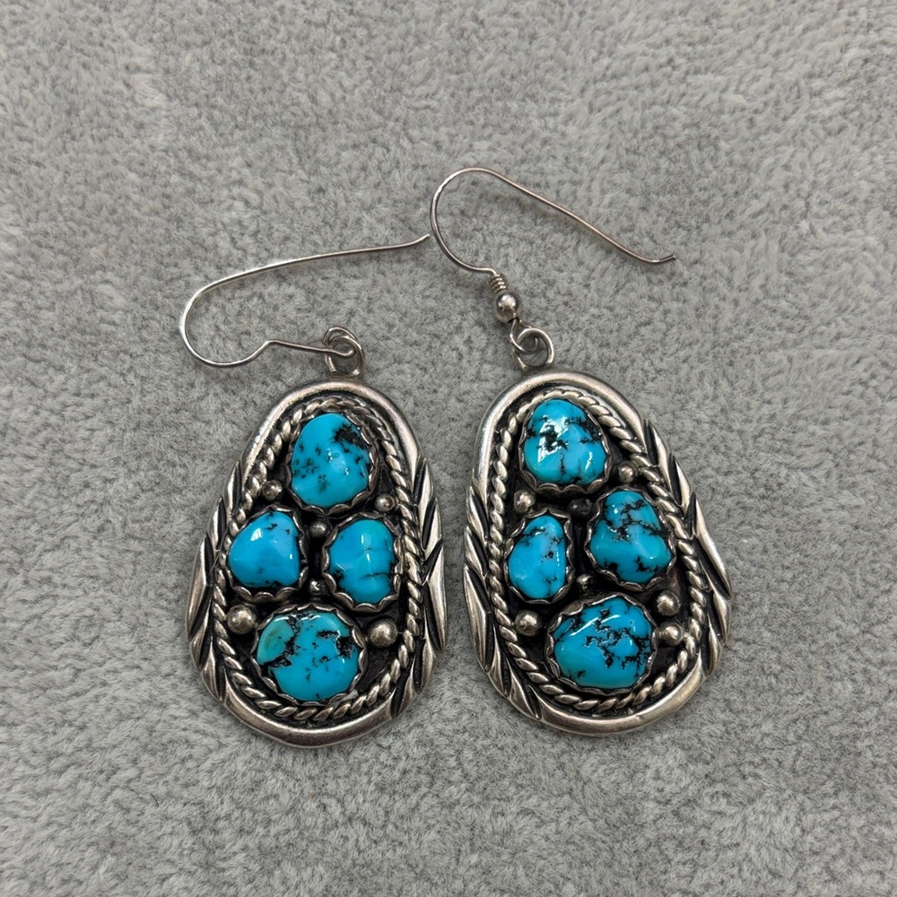 Turquoise and Silver Dangle Earrings